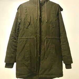 Women's Olive Green Faux Fir-Lined All-Weather Coat Size S